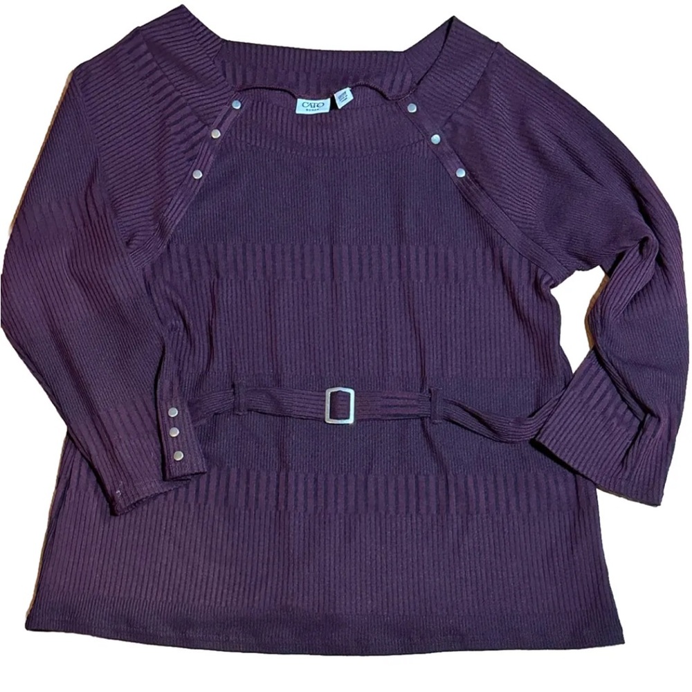 Dark Purple Cato Tunic Top Size 22/24 With 3/4 Sleeves New (PJ)